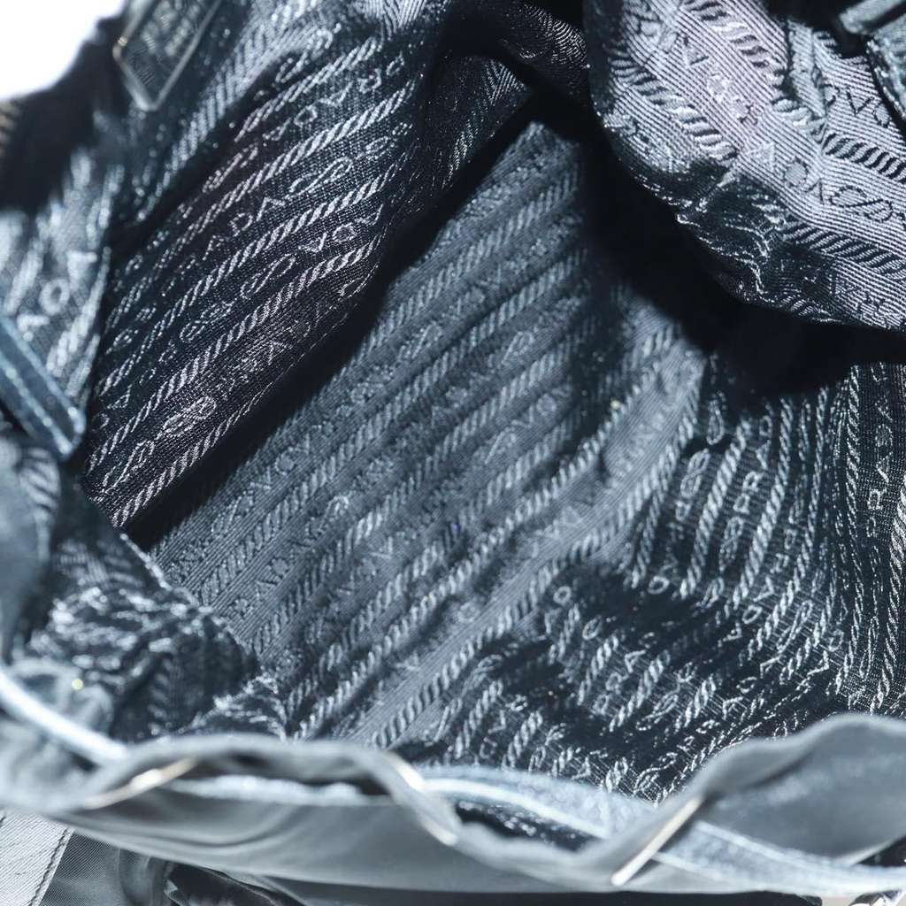 Prada Double Pocket Drawstring Shoulder Bag Black Good condition - Box View