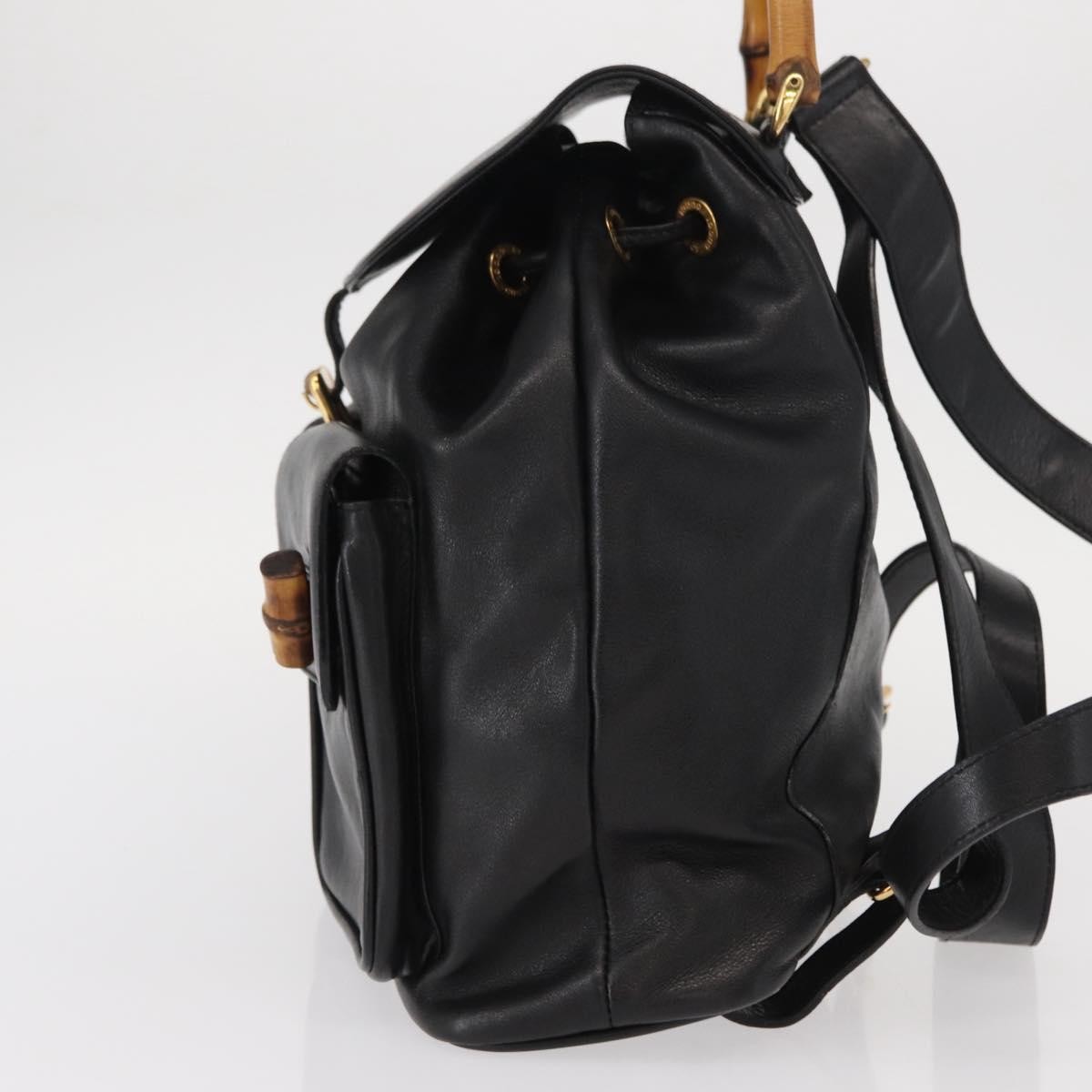 Gucci Vintage Bamboo Backpack Black Leather Good condition - Inside View