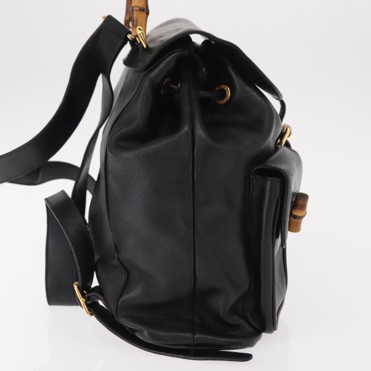 Gucci Vintage Bamboo Backpack Black Leather Good condition - Model View