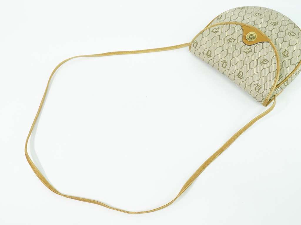 Christian Dior Vintage Honeycomb Shoulder Bag Beige Canvas Good condition - Box View