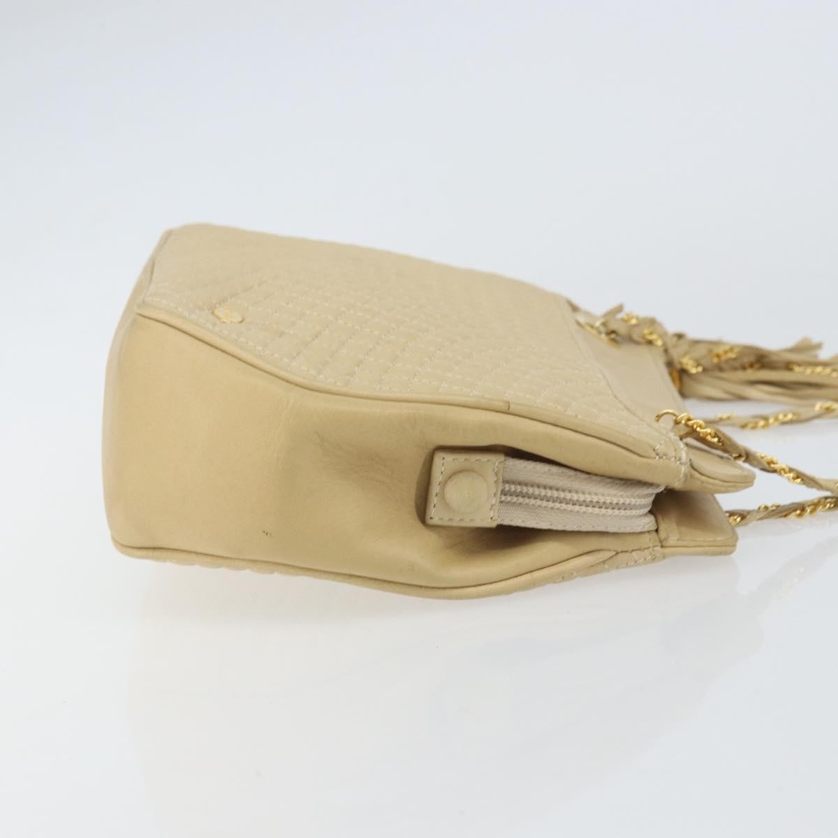 Bally Vintage Chain Shoulder Bag Beige Leather Good condition - Inside View