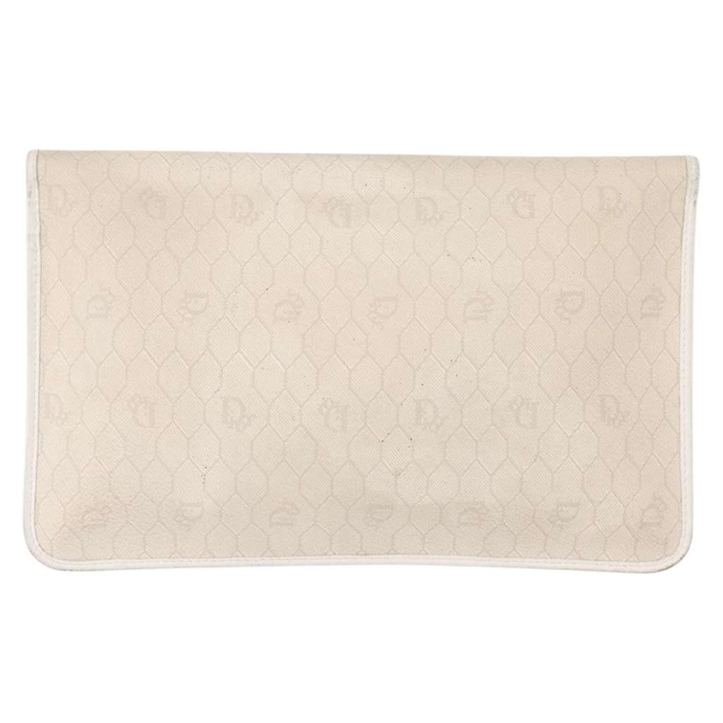 Christian Dior Vintage honeycomb clutch White Canvas Good condition - Back View