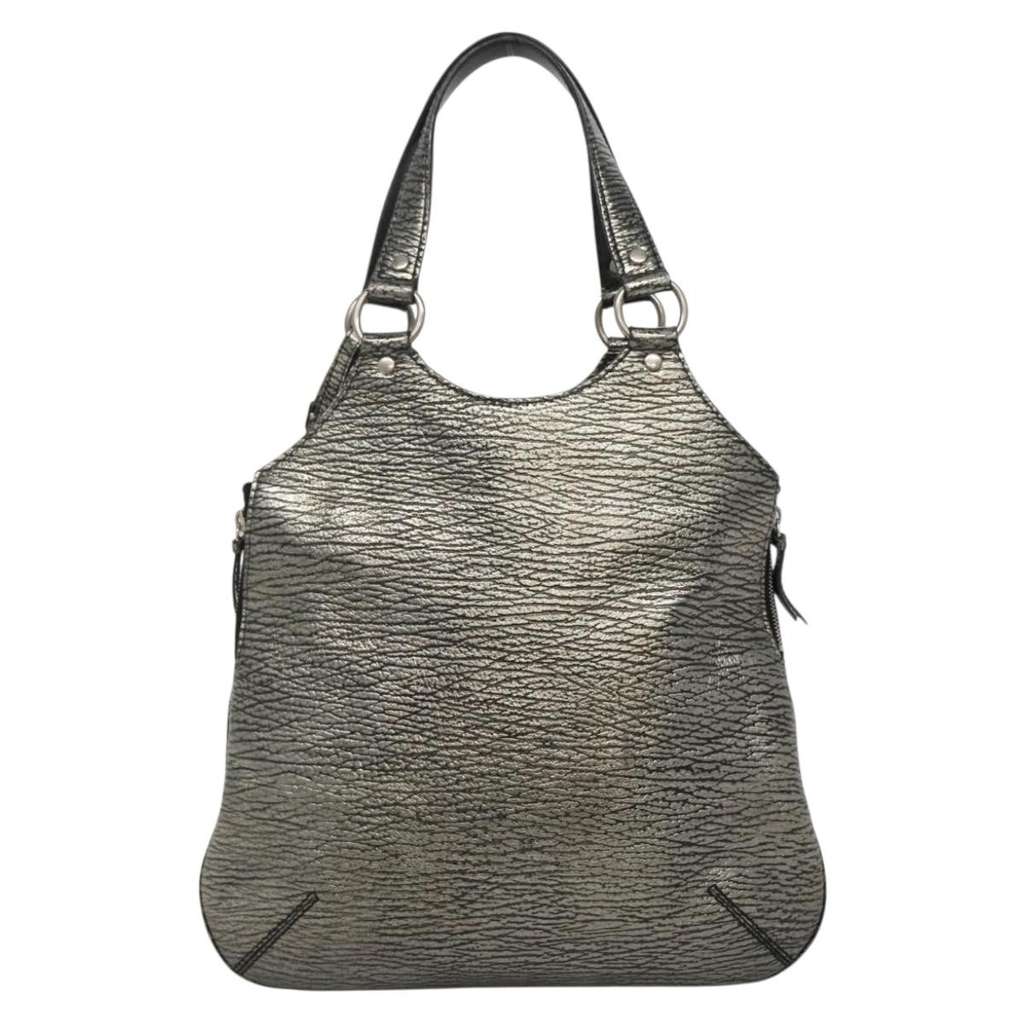 Saint Laurent Tribute Tote Silver Leather Good condition - Back View