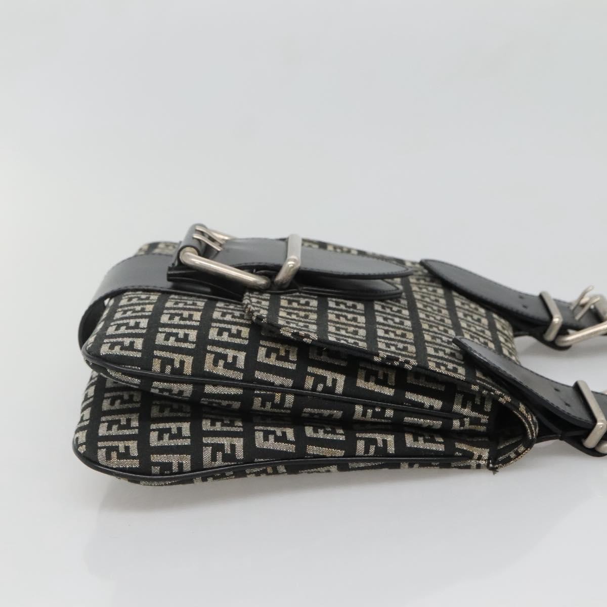 Fendi Buckle Flap Shoulder Bag Black Canvas Good condition - Model View