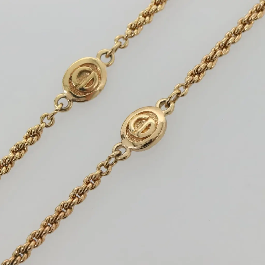 Dior CD Round Pendant Necklace Gold Metal Good - Inside View
