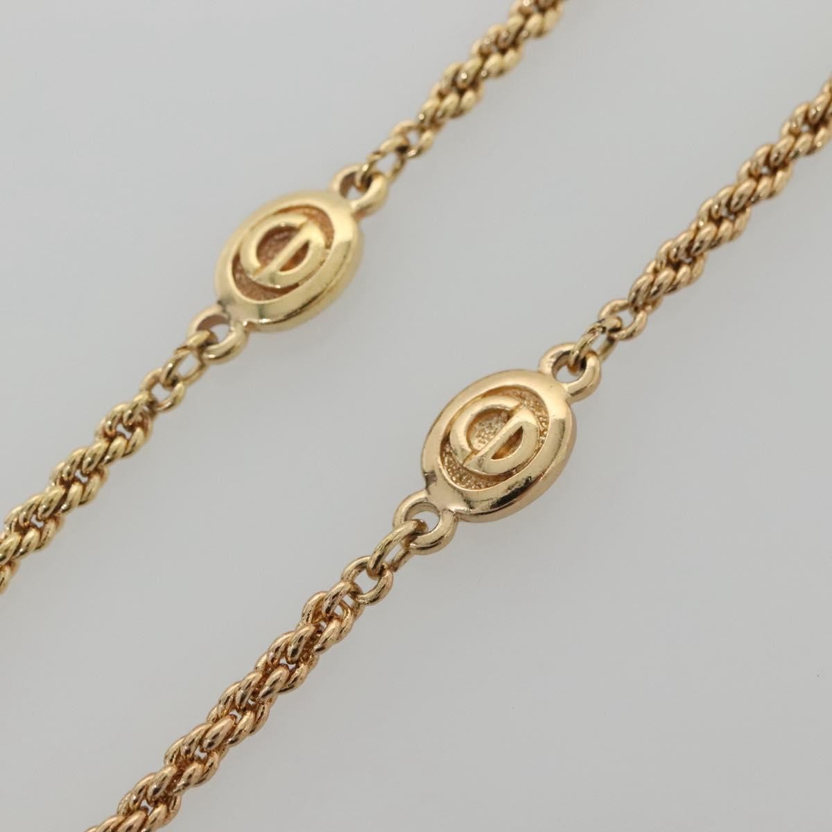 Christian Dior CD Round Pendant Necklace Gold Metal Good condition - Box View