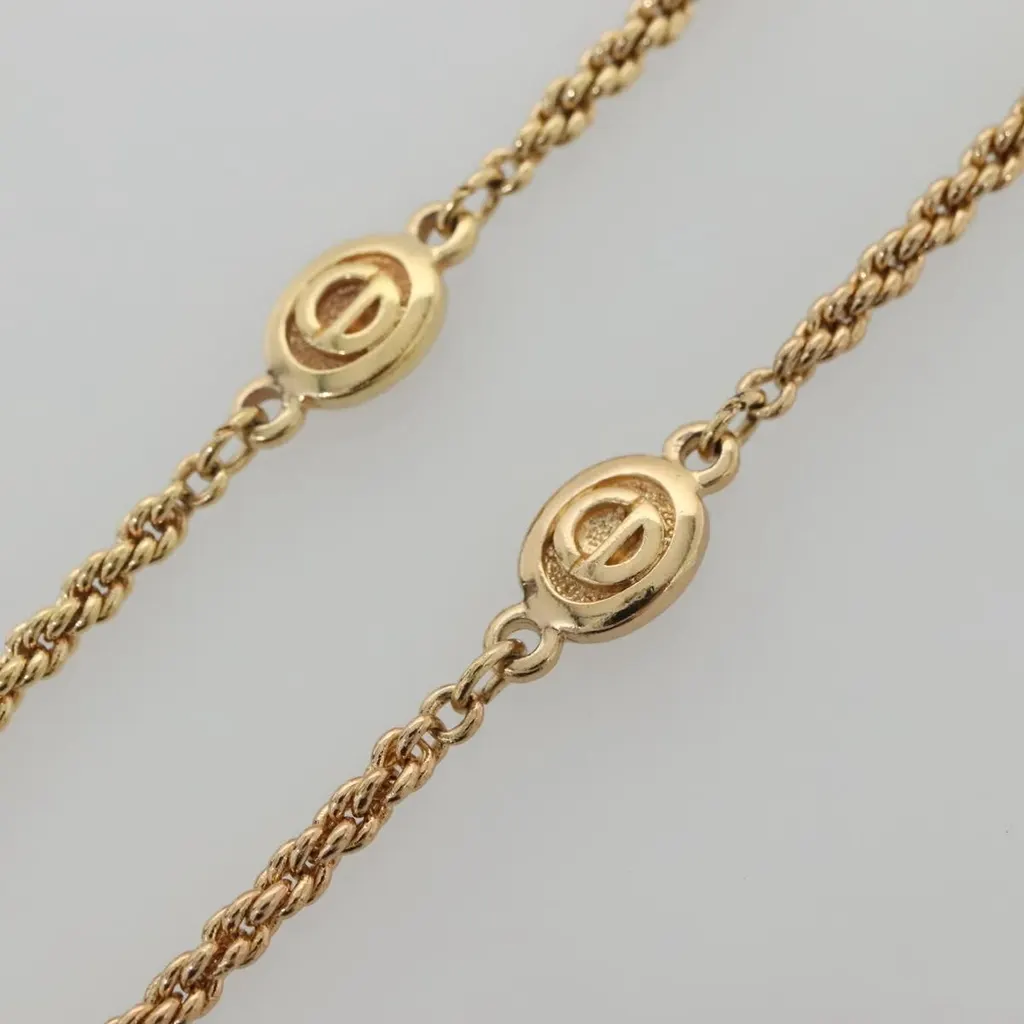 Dior CD Round Pendant Necklace Gold Metal Good - Box View