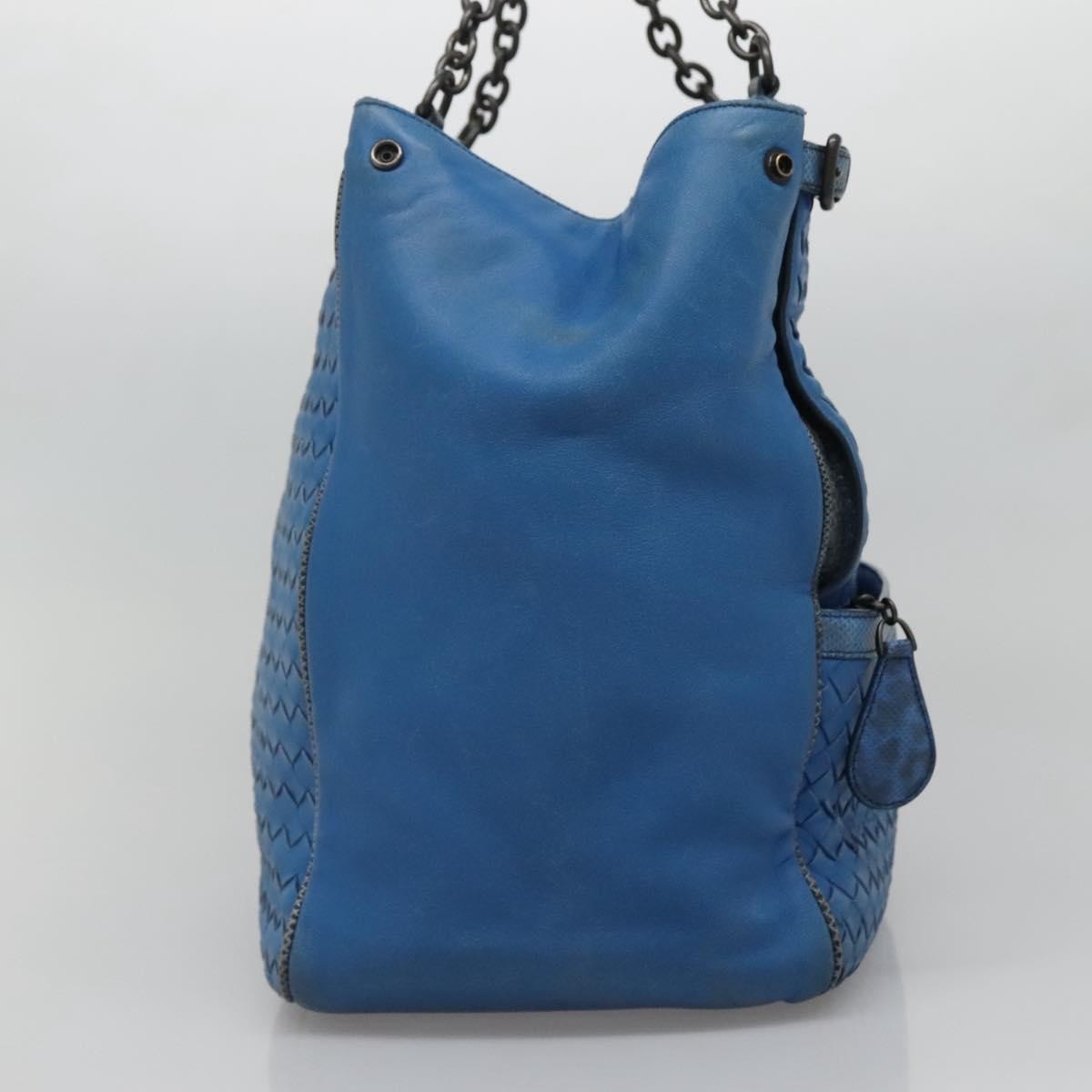 Bottega Veneta Belted Zip Chain Tote Blue Leather Fair condition - Inside View