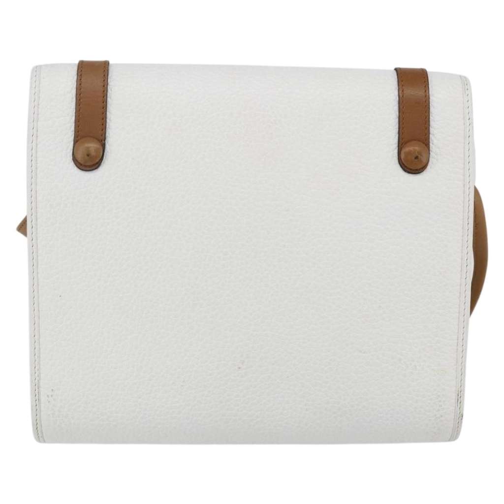 Christian Dior Vintage CD Logo Shoulder Bag White Leather Good condition - Back View