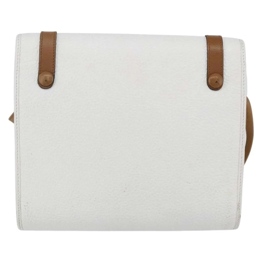 Dior Vintage CD Logo Shoulder Bag White Leather Good - Back View