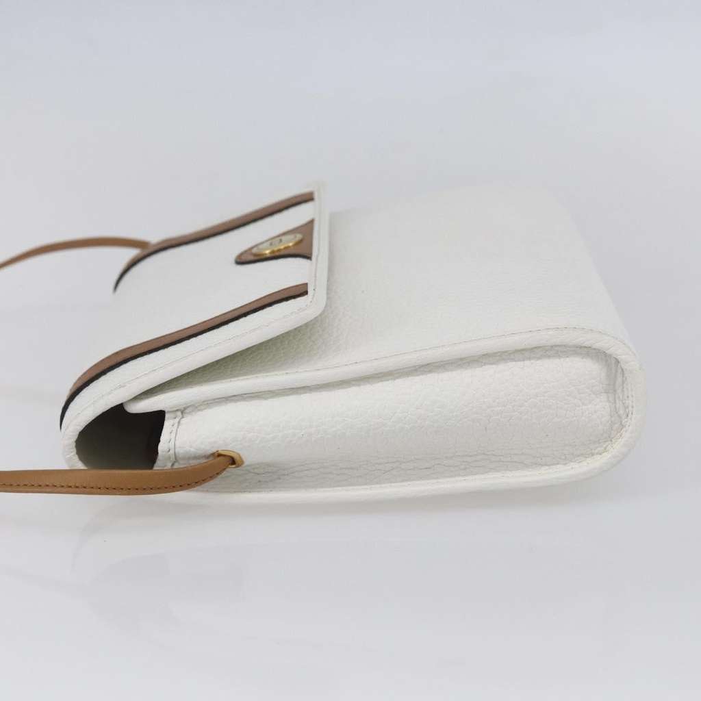 Christian Dior Vintage CD Logo Shoulder Bag White Leather Good condition - Inside View