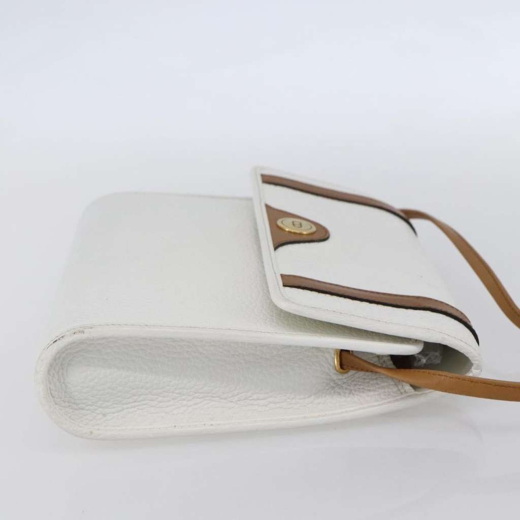 Christian Dior Vintage CD Logo Shoulder Bag White Leather Good condition - Model View