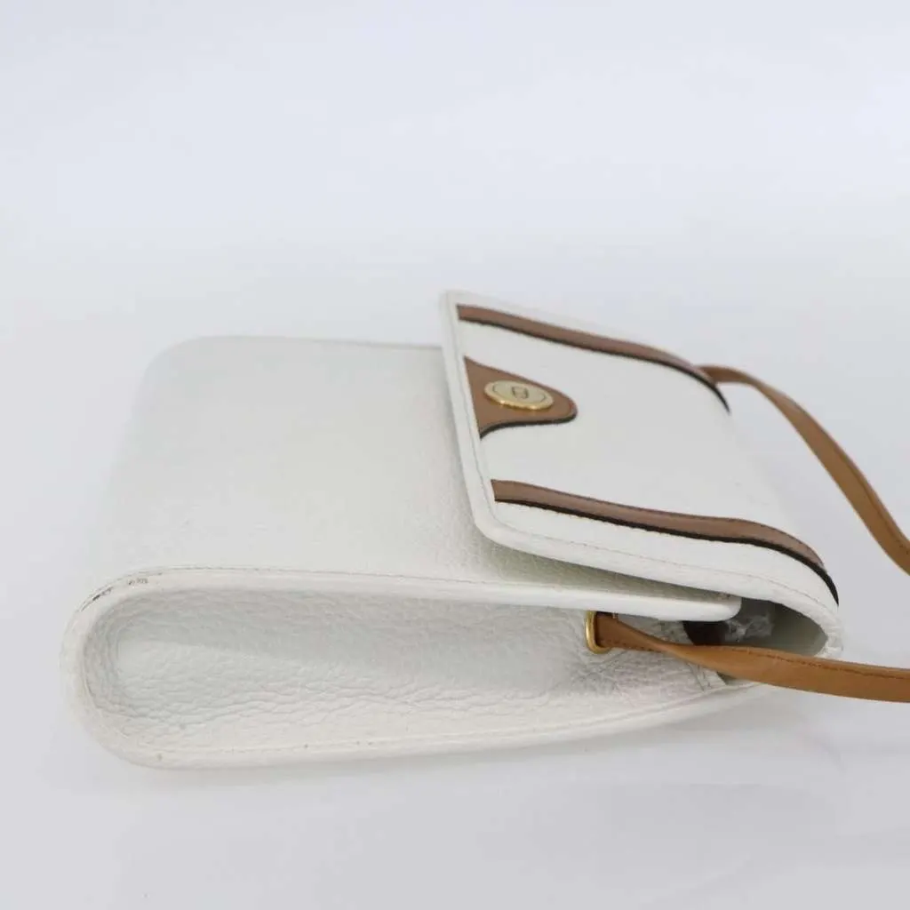Dior Vintage CD Logo Shoulder Bag White Leather Good - Model View