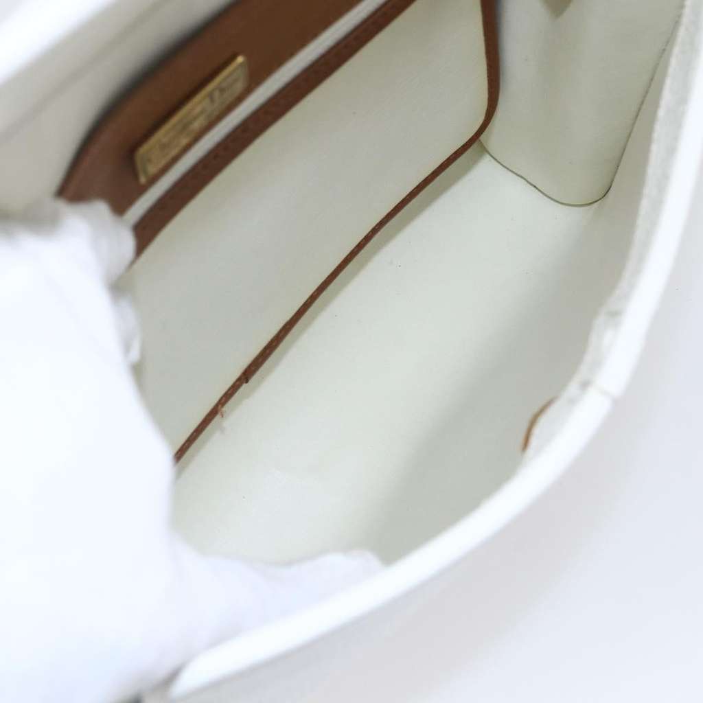 Christian Dior Vintage CD Logo Shoulder Bag White Leather Good condition - Box View