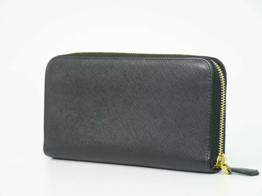Prada Zip Around Tab Wallet Black Leather Good condition - Back View