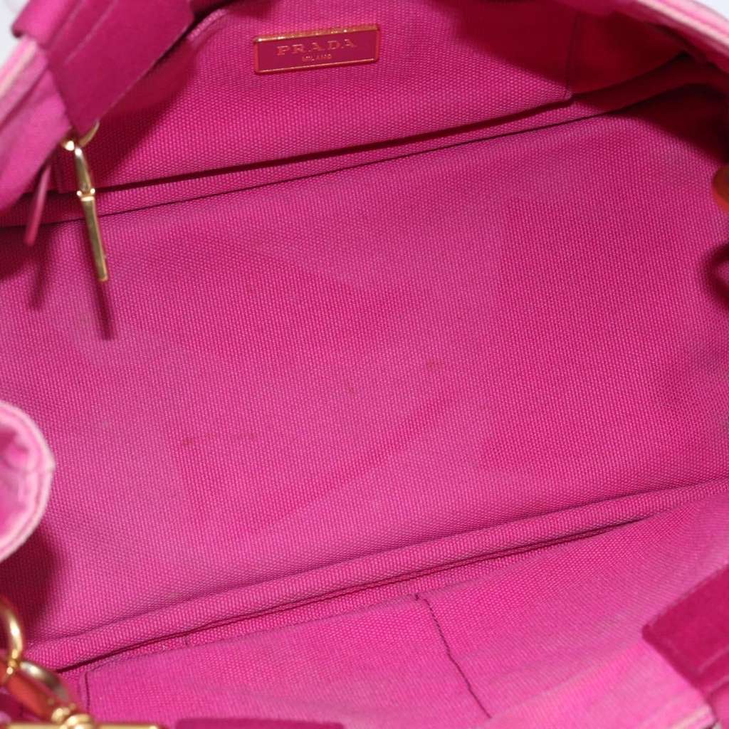Prada Canapa Convertible Tote Pink Canvas Good condition - Box View