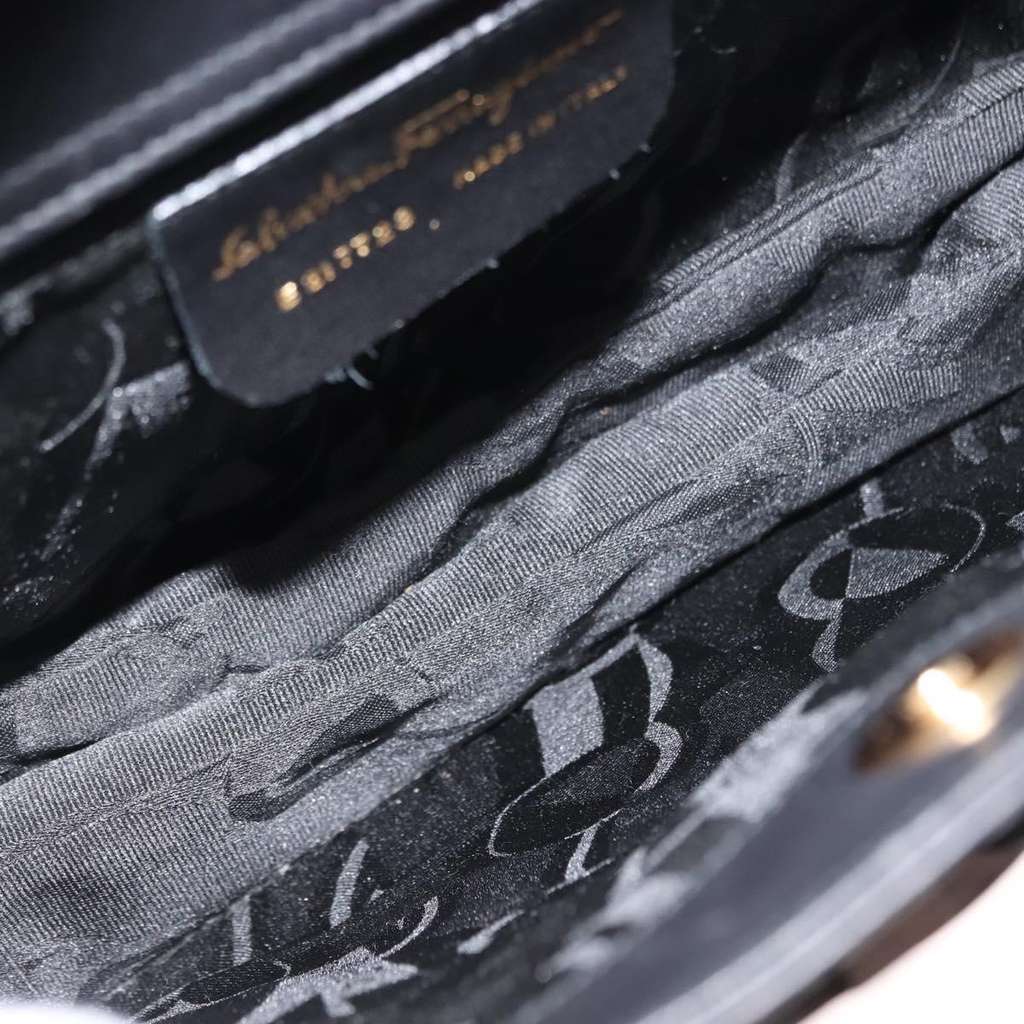 Salvatore Ferragamo Shoulder Bag Black Leather Good condition - Box View