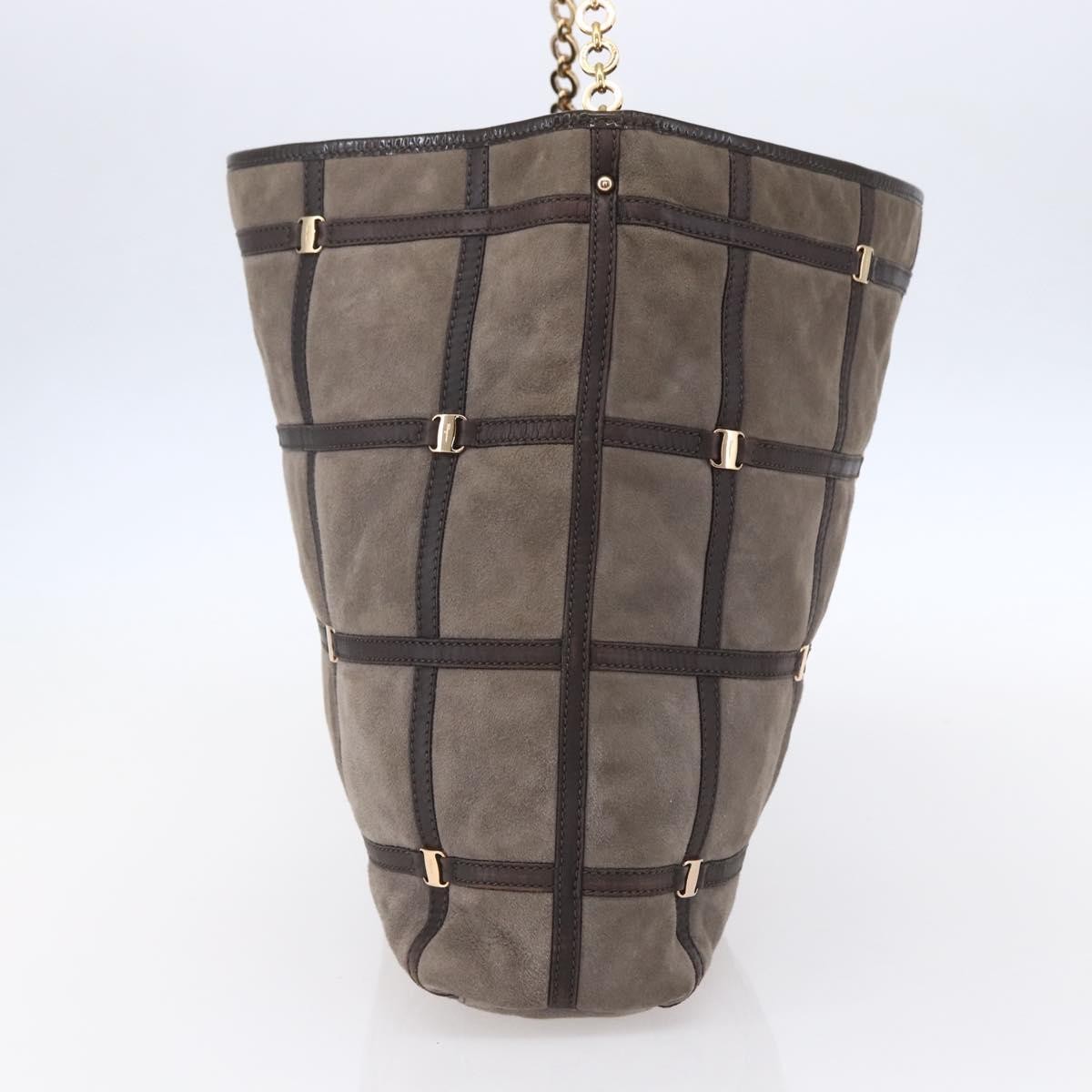 Salvatore Ferragamo Vala Shoulder Bag Brown Suede Good condition - Model View