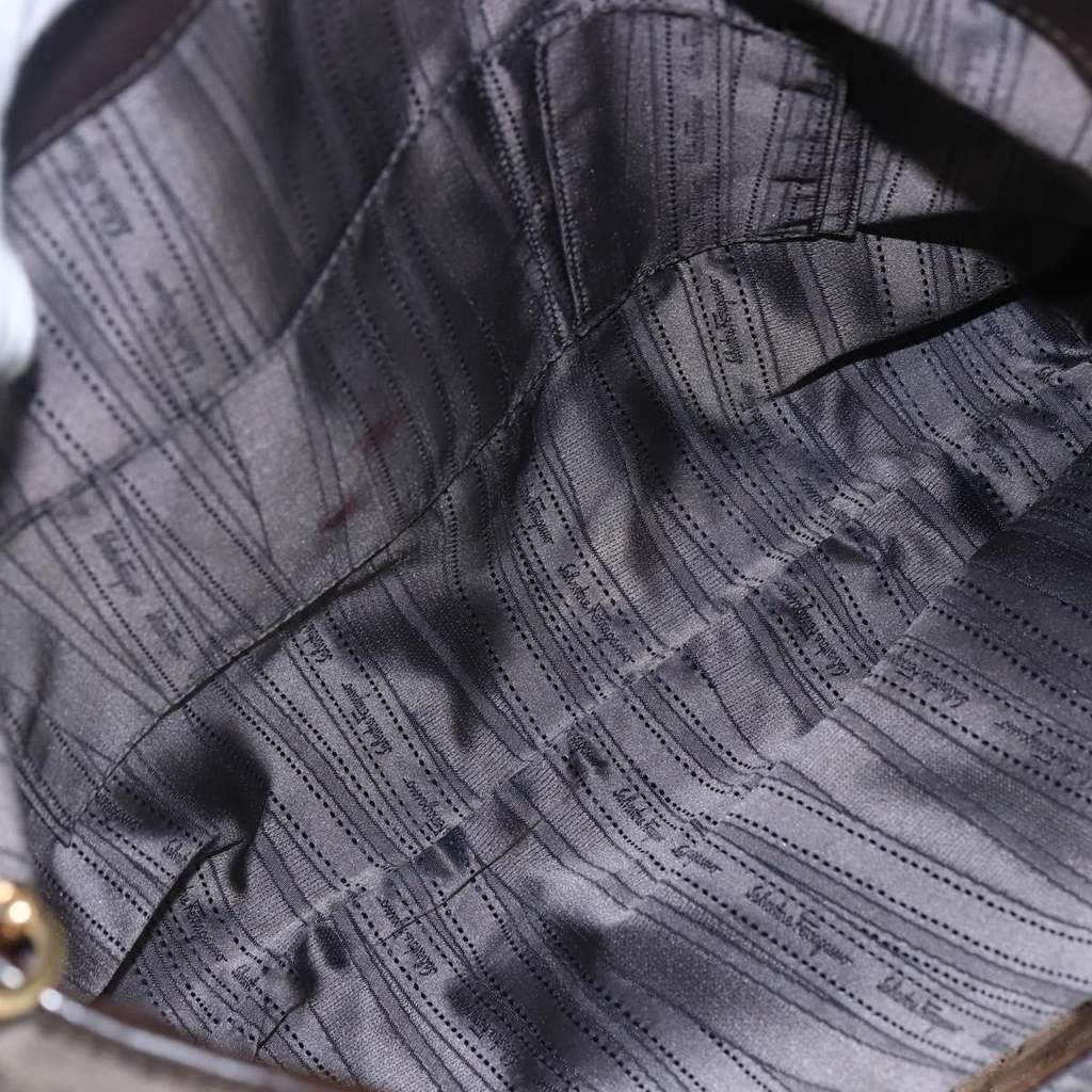 Salvatore Ferragamo Vala Shoulder Bag Brown Suede Good condition - Box View