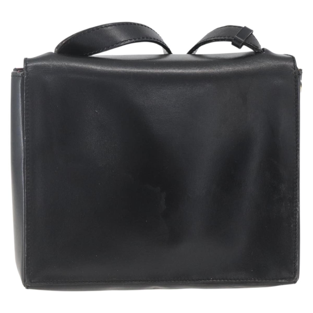 Celine Vintage Circle Logo Crossbody Bag Black Leather Good condition - Back View