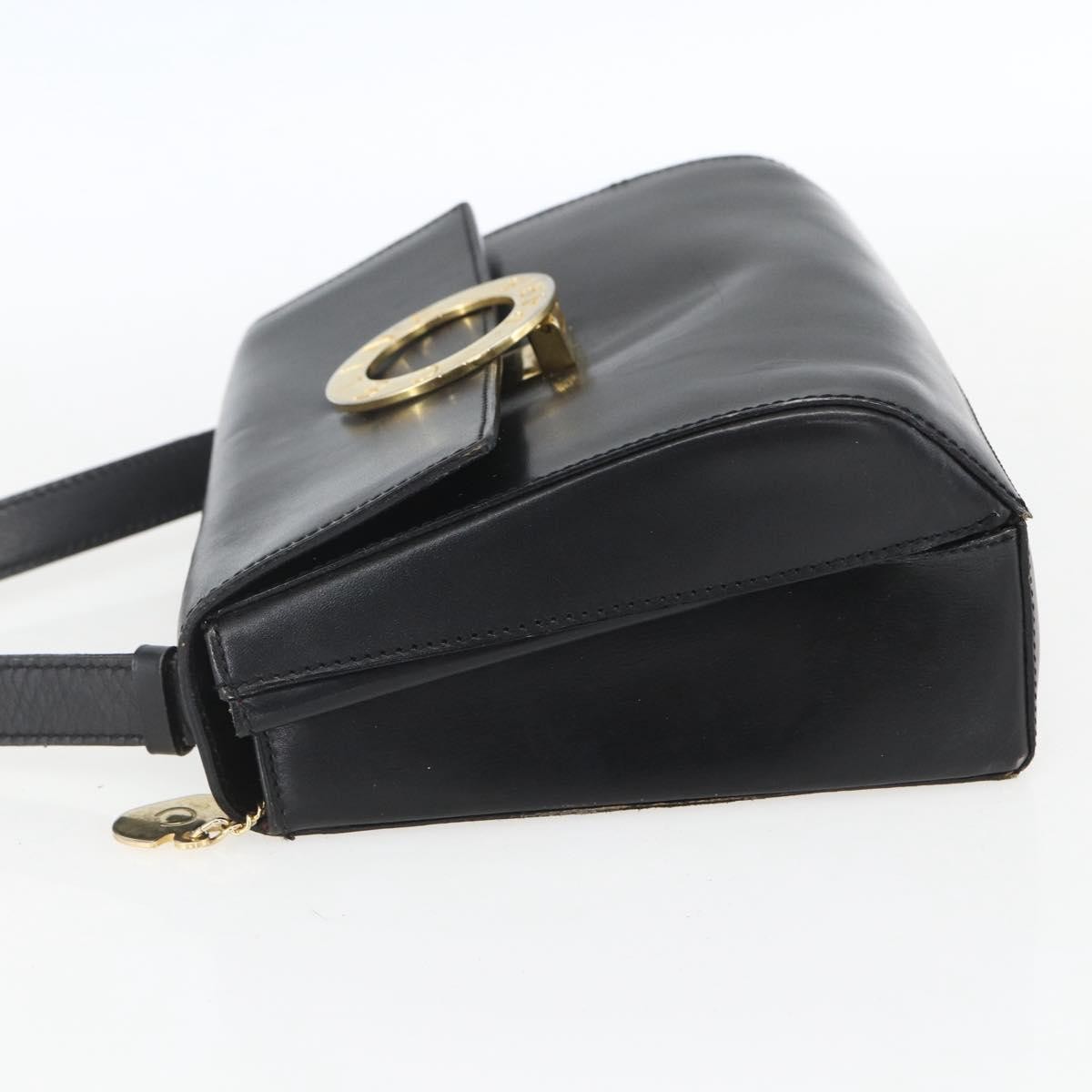 Celine Vintage Circle Logo Crossbody Bag Black Leather Good condition - Inside View
