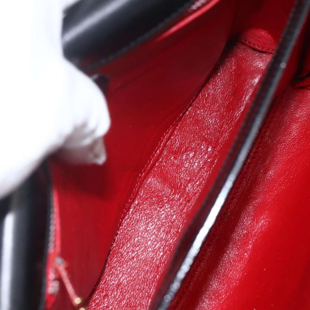 Celine Vintage Circle Logo Crossbody Bag Black Leather Good condition - Box View