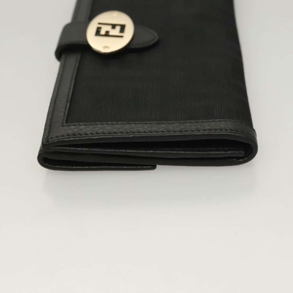 Fendi Vintage FF Flap Wallet Black Canvas Good condition - Model View