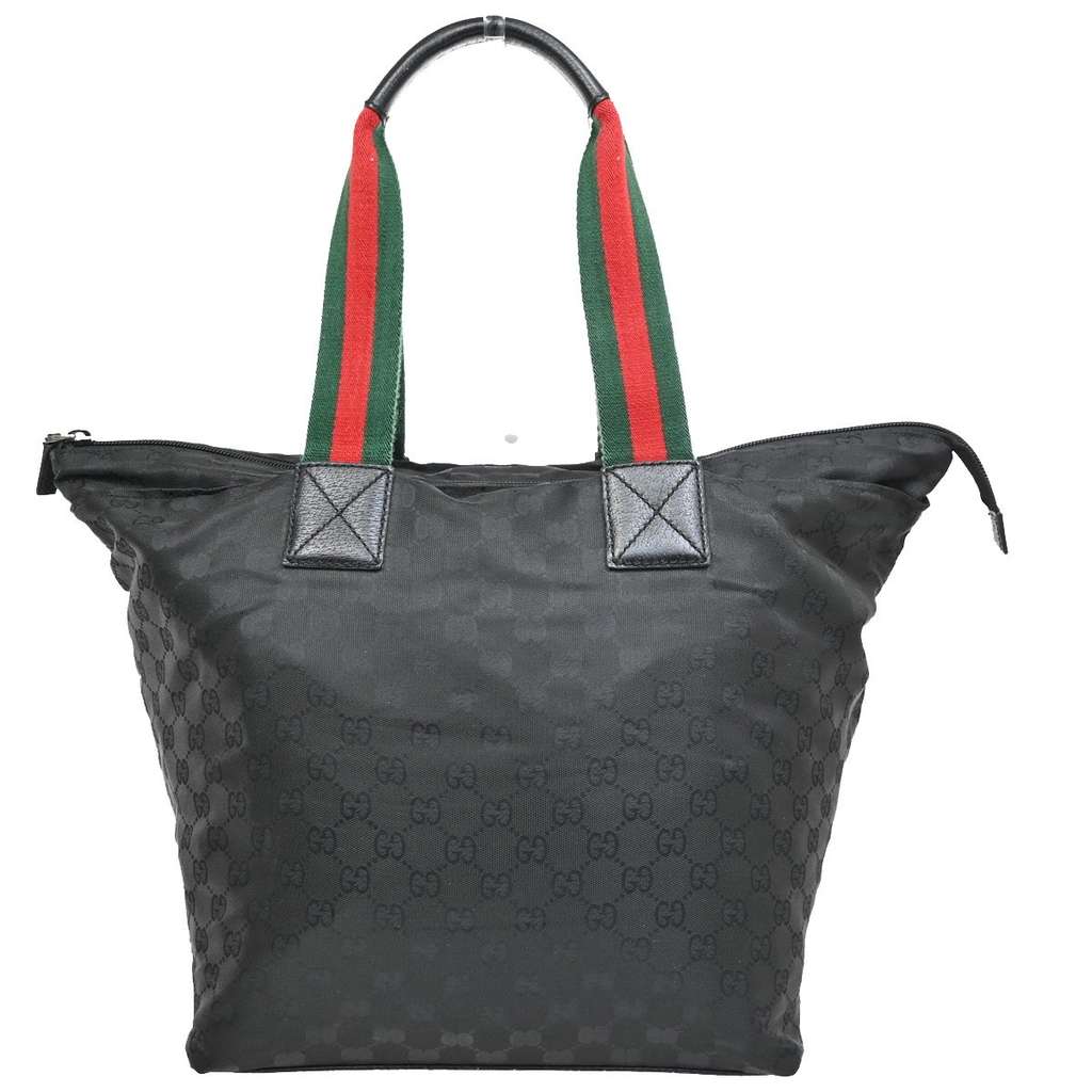Gucci Web Zip Tote Black Canvas Good condition - Back View