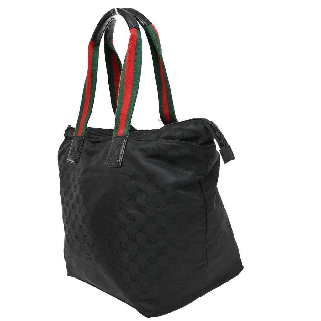 Gucci Web Zip Tote Black Canvas Good condition - Model View