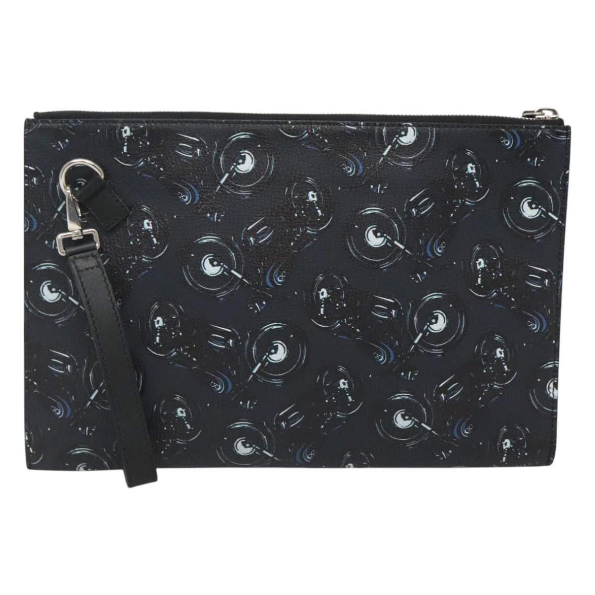 Salvatore Ferragamo Zip Pouch Black Leather Good condition - Back View