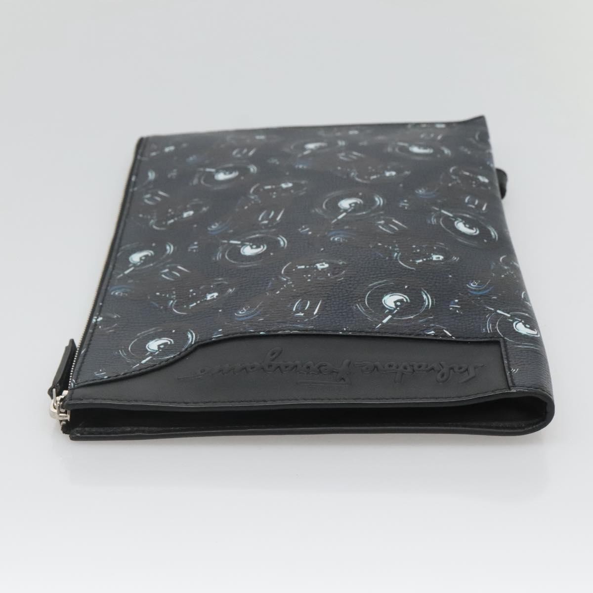 Salvatore Ferragamo Zip Pouch Black Leather Good condition - Model View