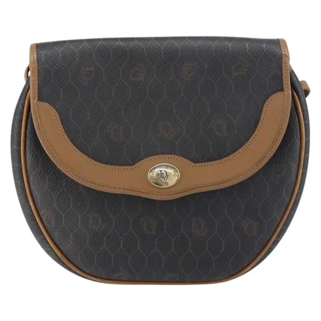 Dior Vintage Honeycomb Flap Crossbody Bag Black Canvas Good - Front View