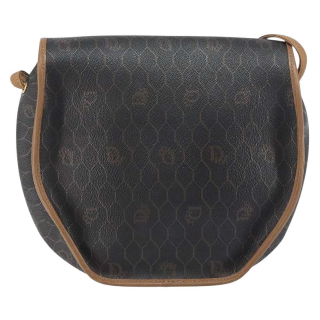 Christian Dior Vintage Honeycomb Flap Crossbody Bag Black Canvas Good condition - Back View