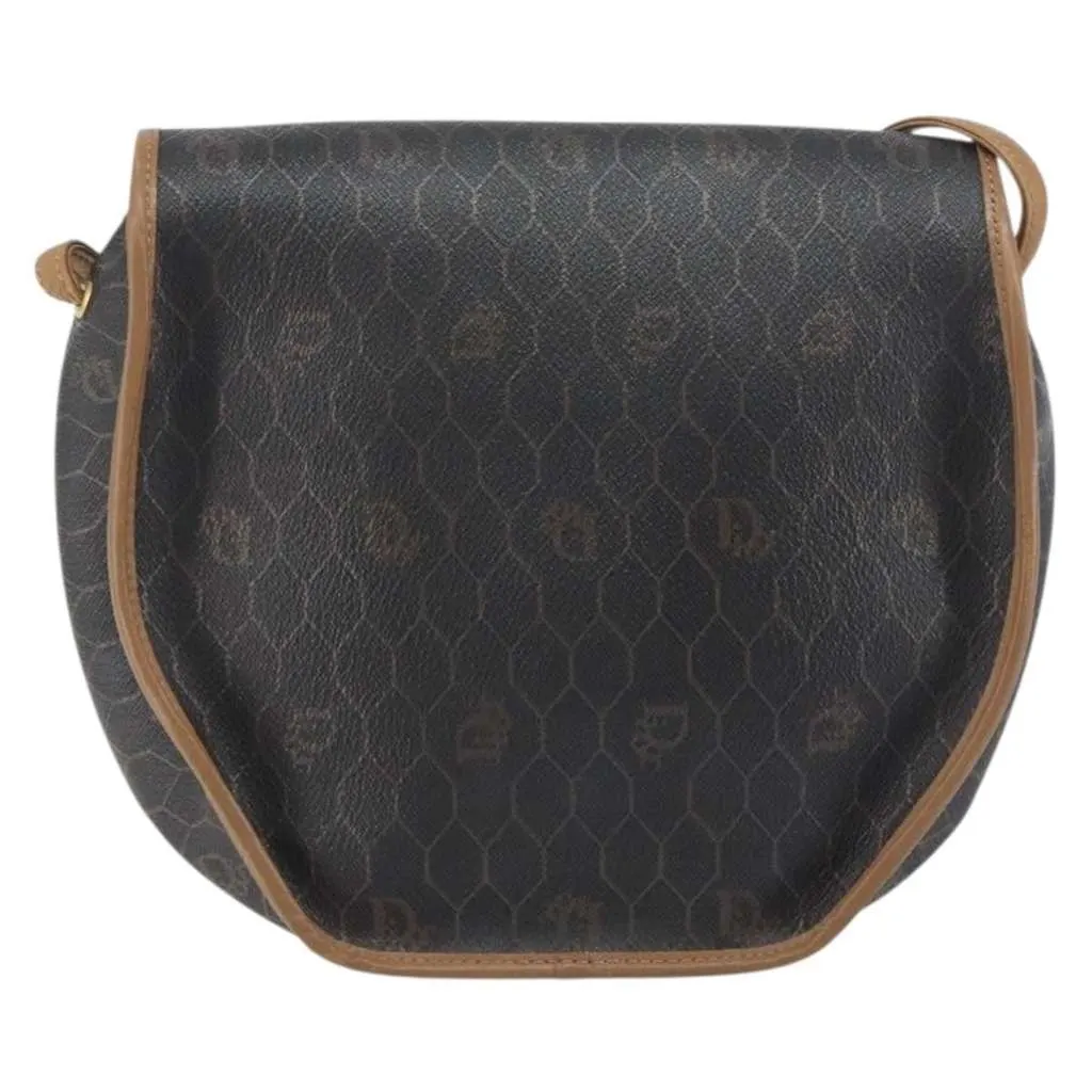 Dior Vintage Honeycomb Flap Crossbody Bag Black Canvas Good - Back View