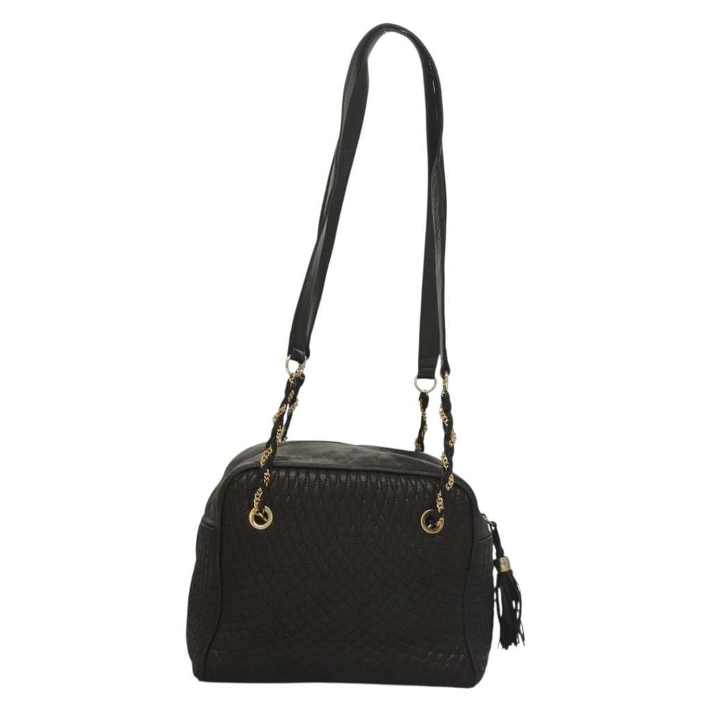 Bally Vintage Chain Shoulder Bag Brown Leather Good condition - Back View