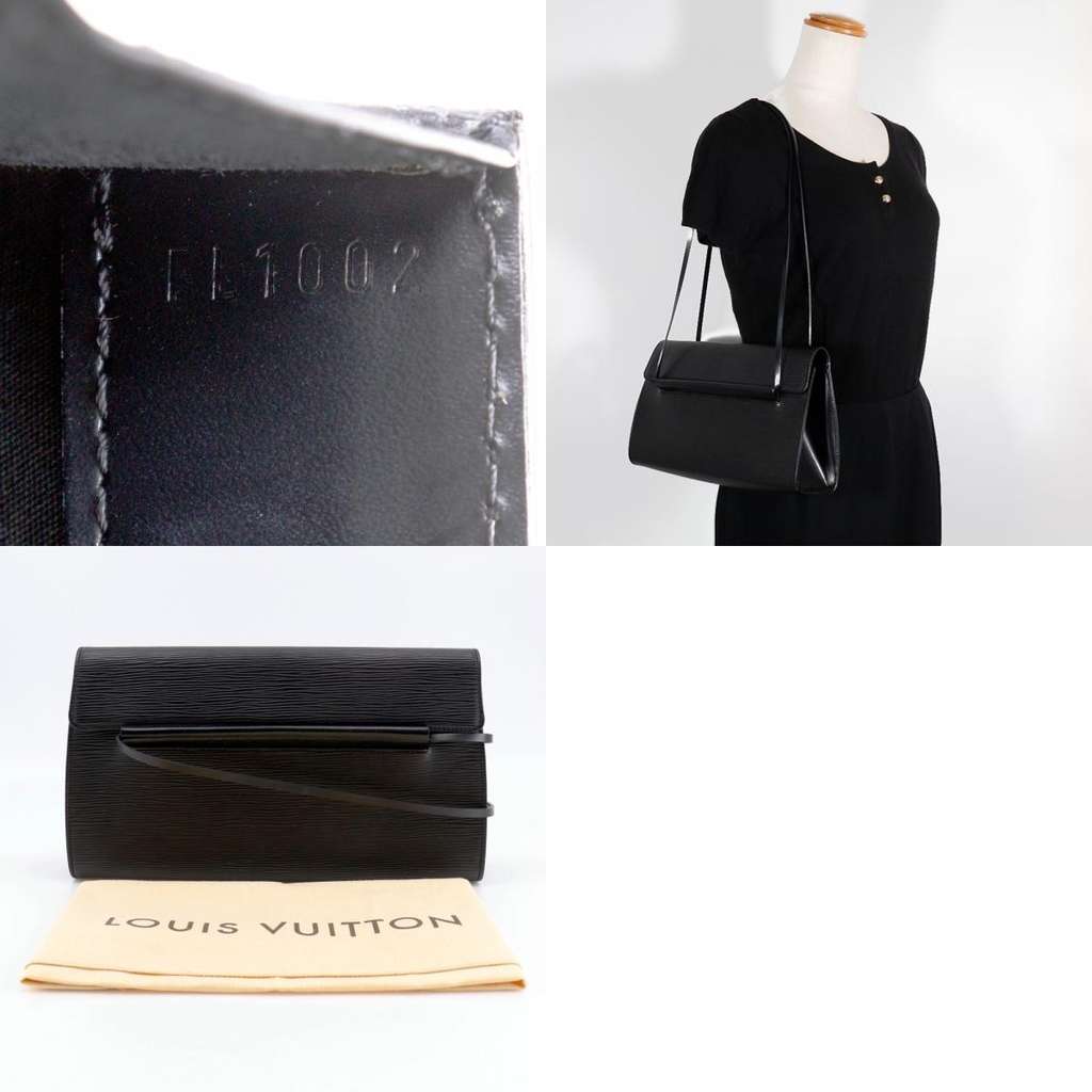 Louis Vuitton Dinard Handbag Black Leather Good condition - Box View