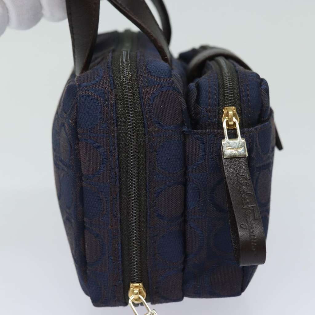Salvatore Ferragamo Gancini mini handbag Navy Canvas Good condition - Model View