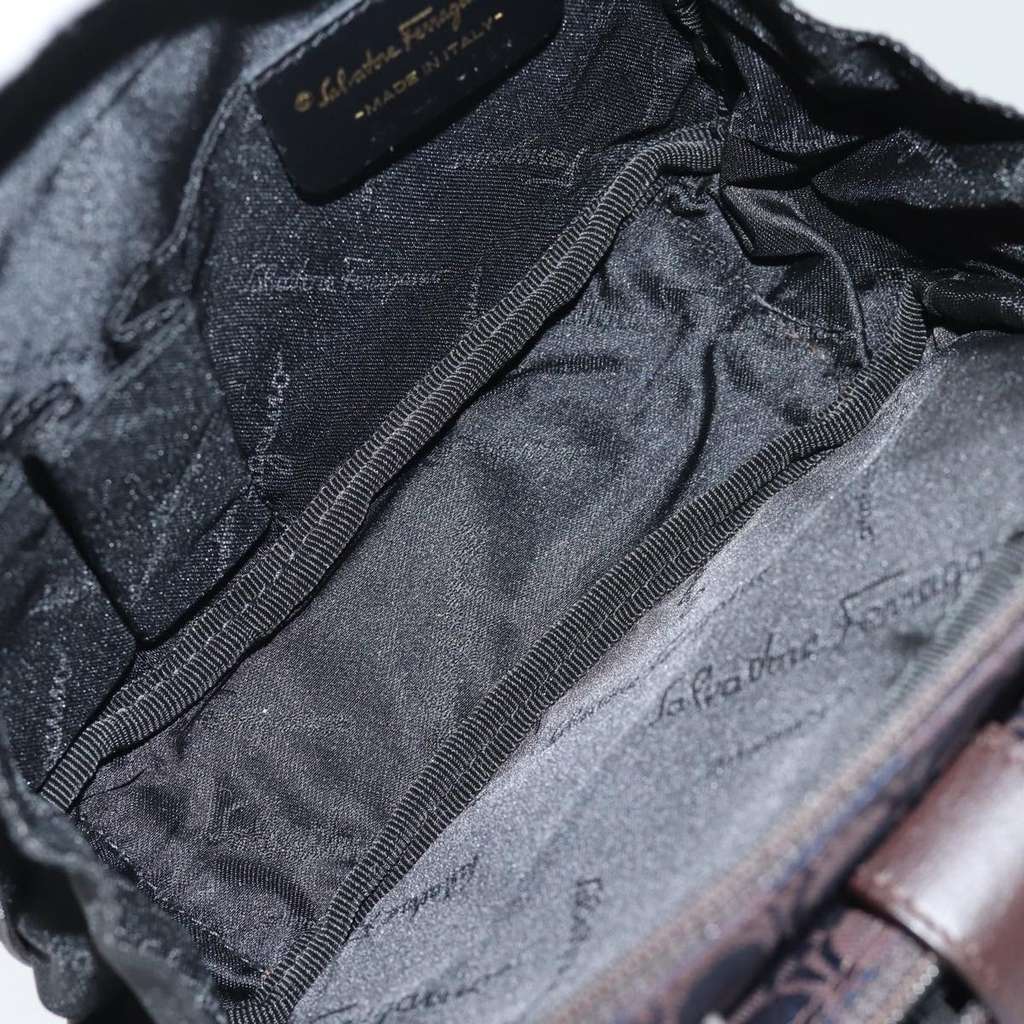 Salvatore Ferragamo Gancini mini handbag Navy Canvas Good condition - Box View