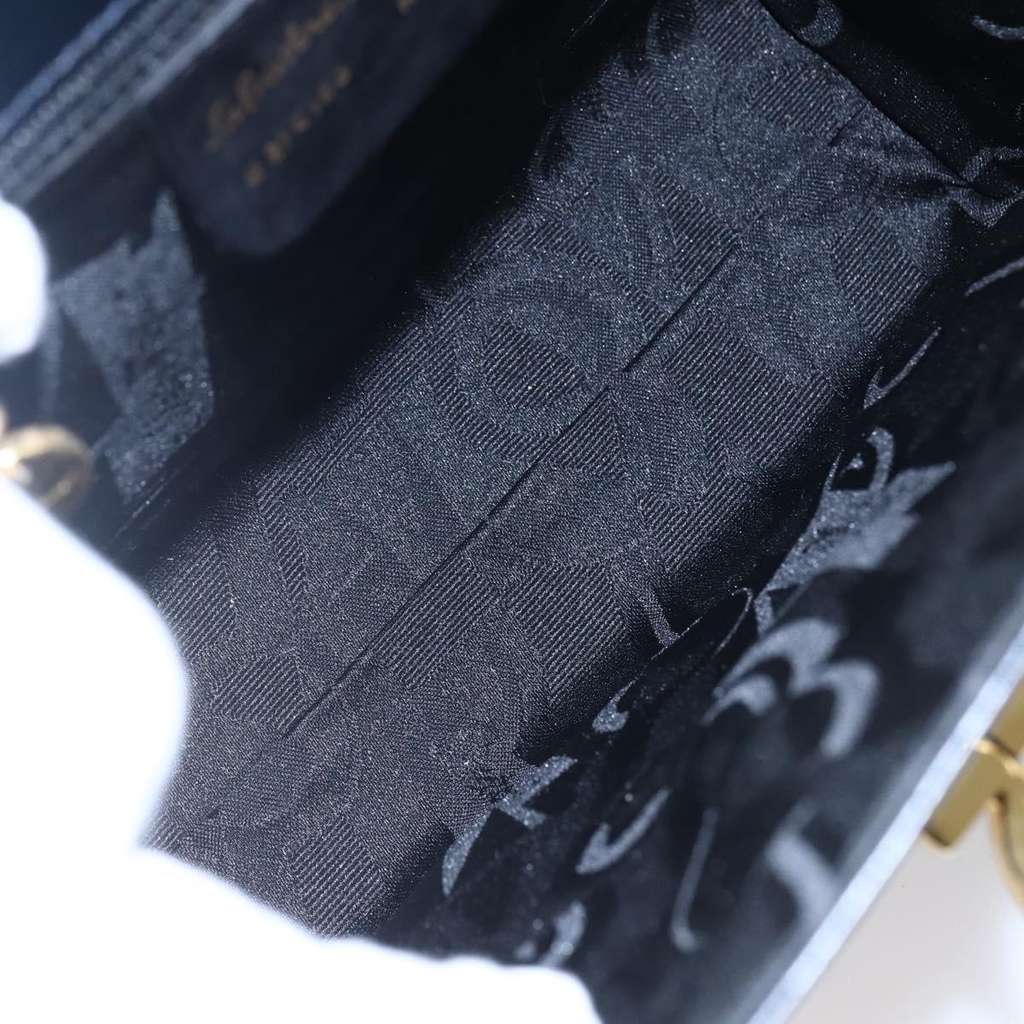 Salvatore Ferragamo Gancini Shoulder Bag Navy Leather Good condition - Box View