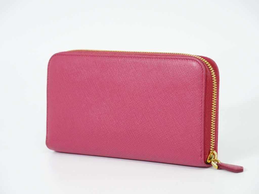 Prada Zip Around Tab Wallet Pink Leather Good condition - Back View