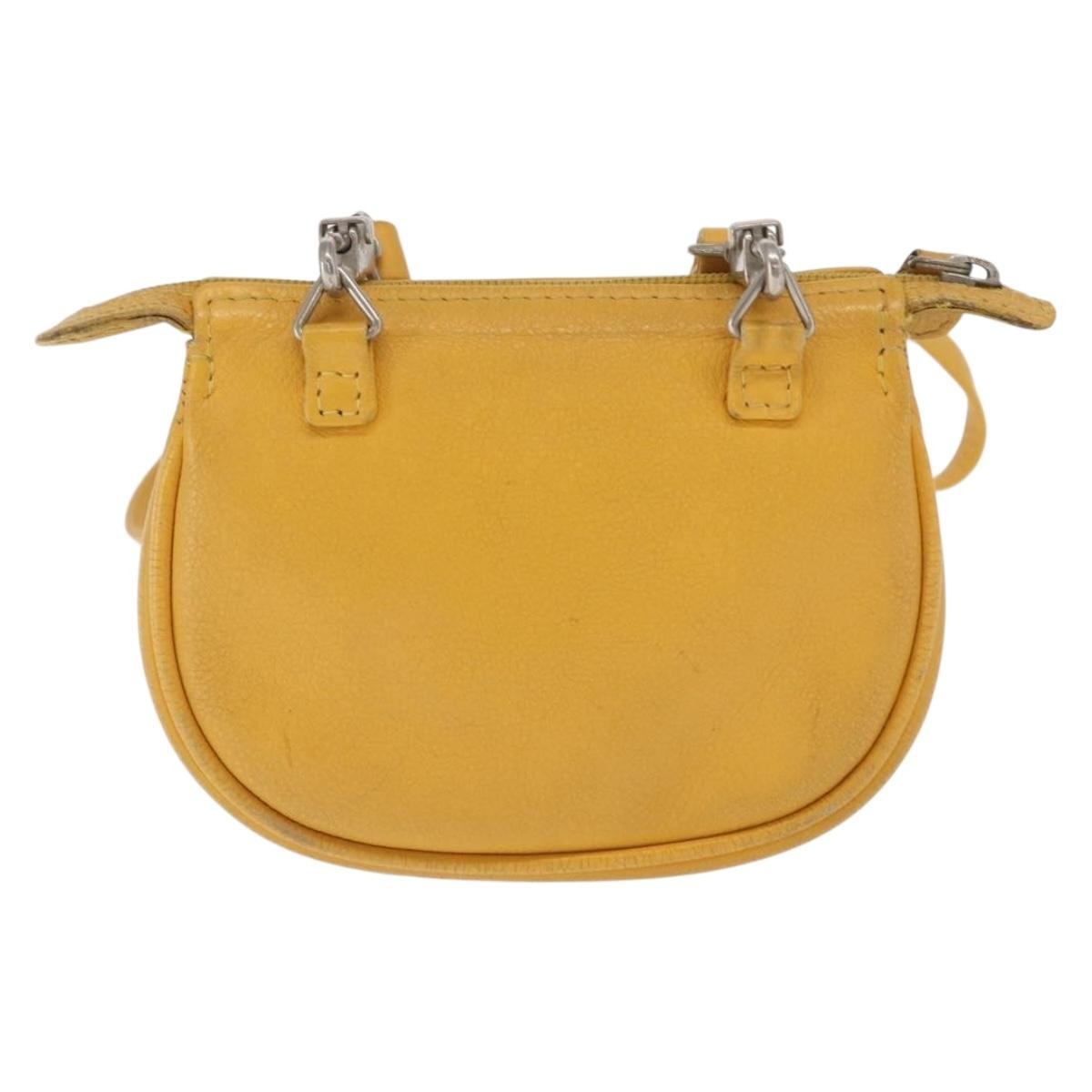 Christian Dior Vintage CD Logo Shoulder Bag Yellow Leather Fair condition - Back View