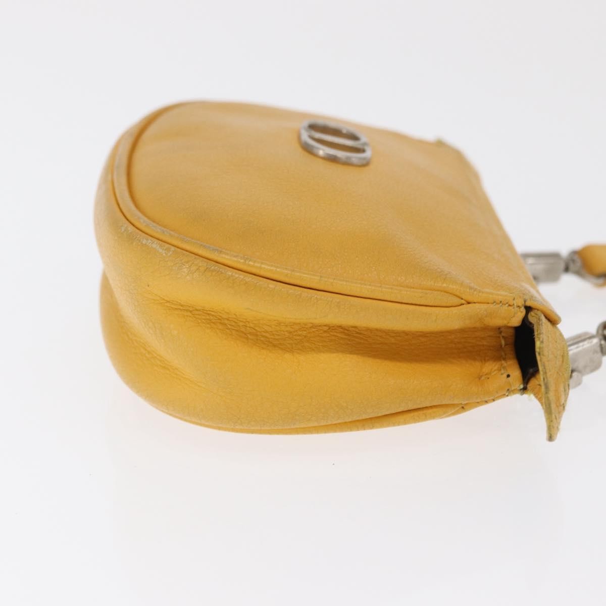 Christian Dior Vintage CD Logo Shoulder Bag Yellow Leather Fair condition - Inside View