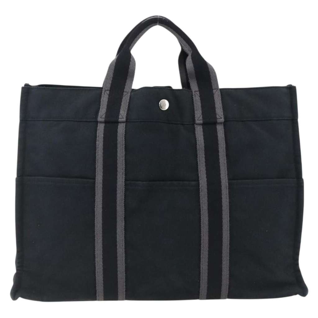 Hermès Fourre Tout Tote Black Canvas Fair condition - Back View