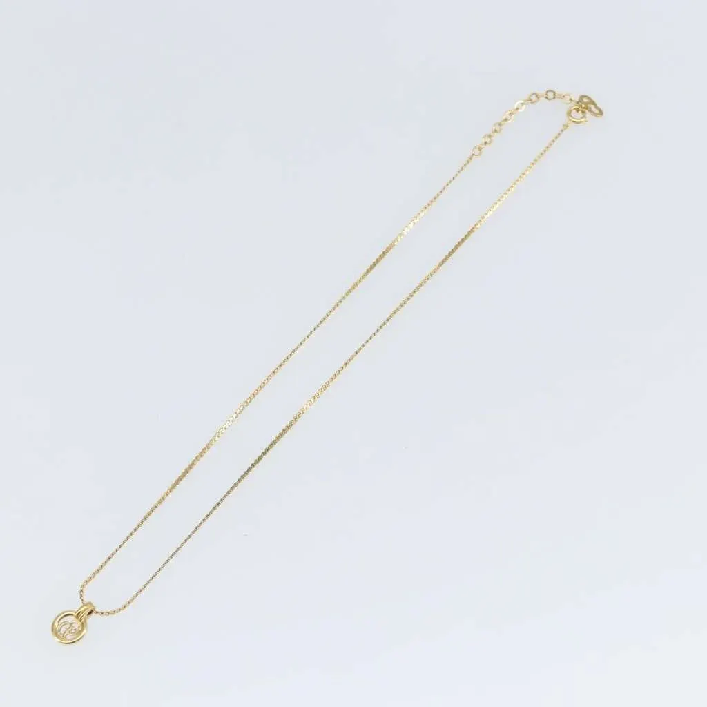Dior CD Round Pendant Necklace Gold Metal Good - Back View