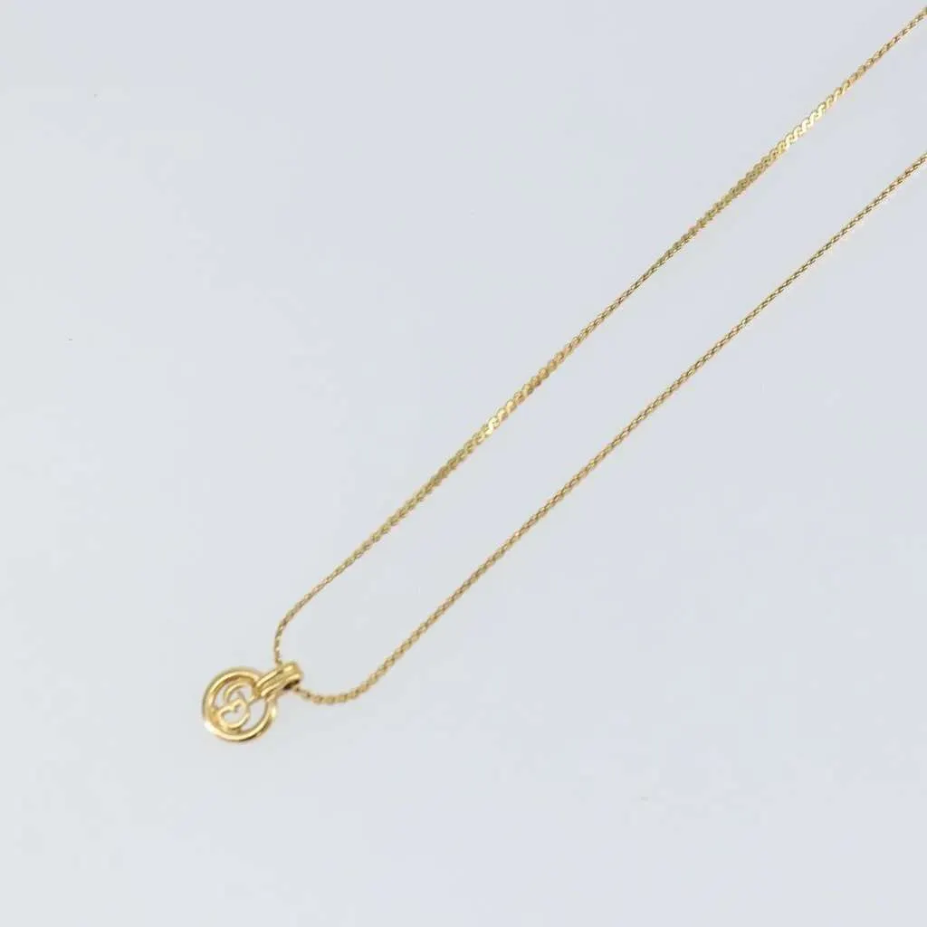 Dior CD Round Pendant Necklace Gold Metal Good - Box View