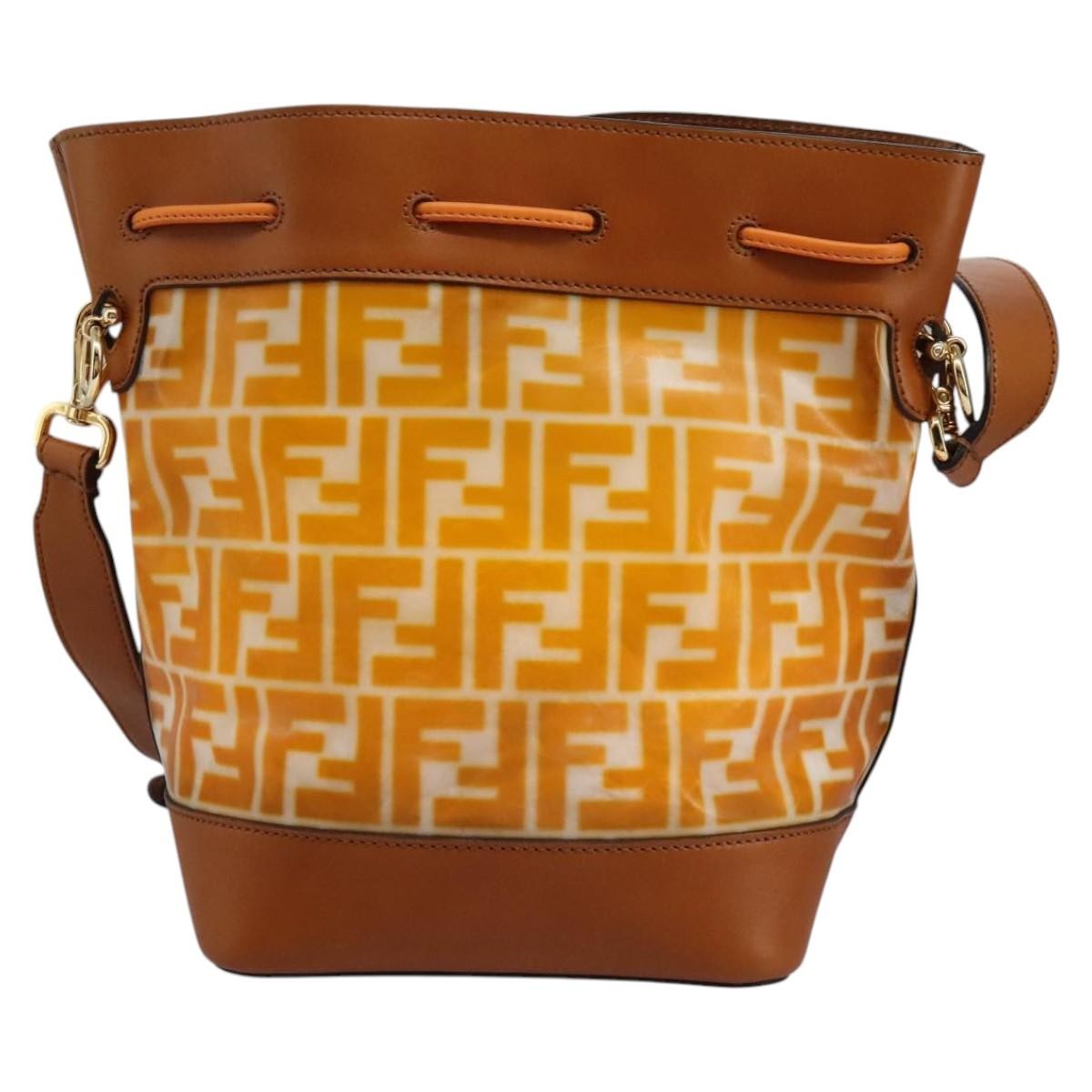 Fendi FF Logo Mon Tresor Bucket Bag Orange Canvas Good condition - Back View