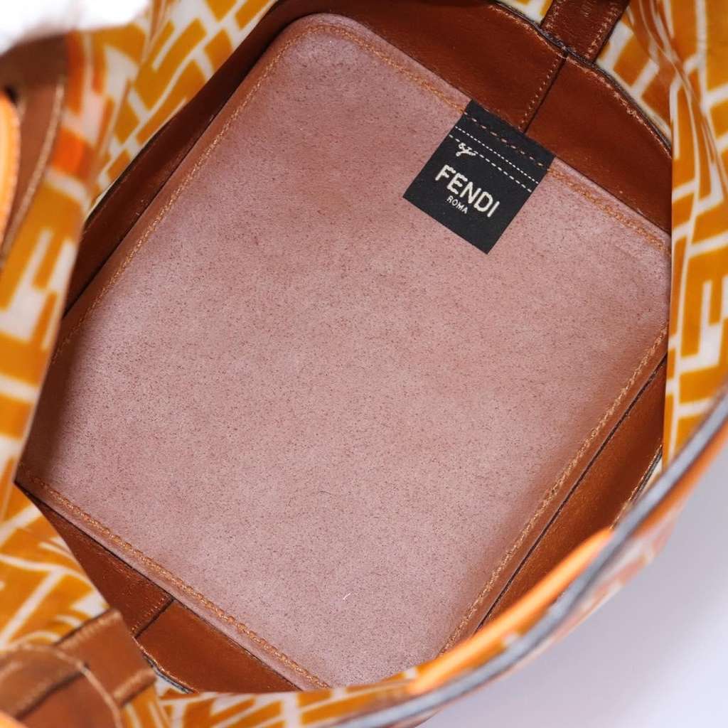 Fendi FF Logo Mon Tresor Bucket Bag Orange Canvas Good condition - Model View