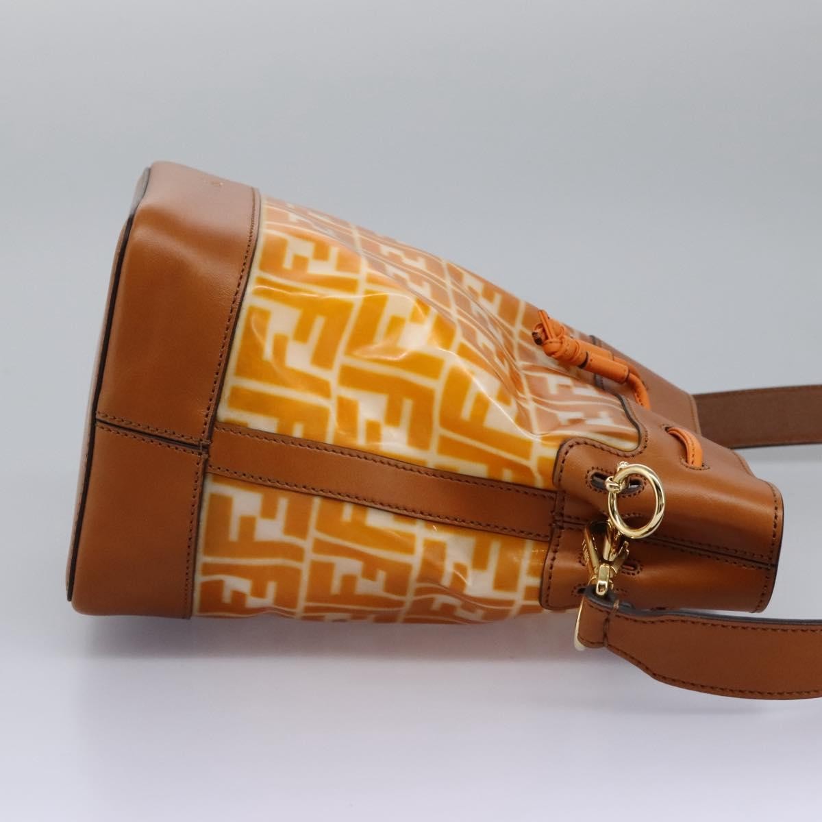 Fendi FF Logo Mon Tresor Bucket Bag Orange Canvas Good condition - Box View