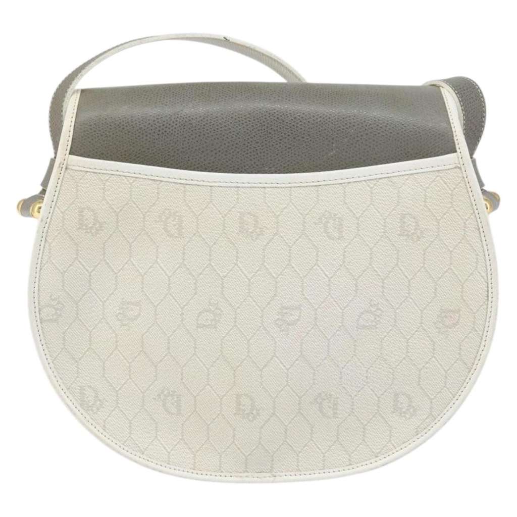 Christian Dior Vintage Honeycomb Flap Crossbody Bag White Canvas Good condition - Back View