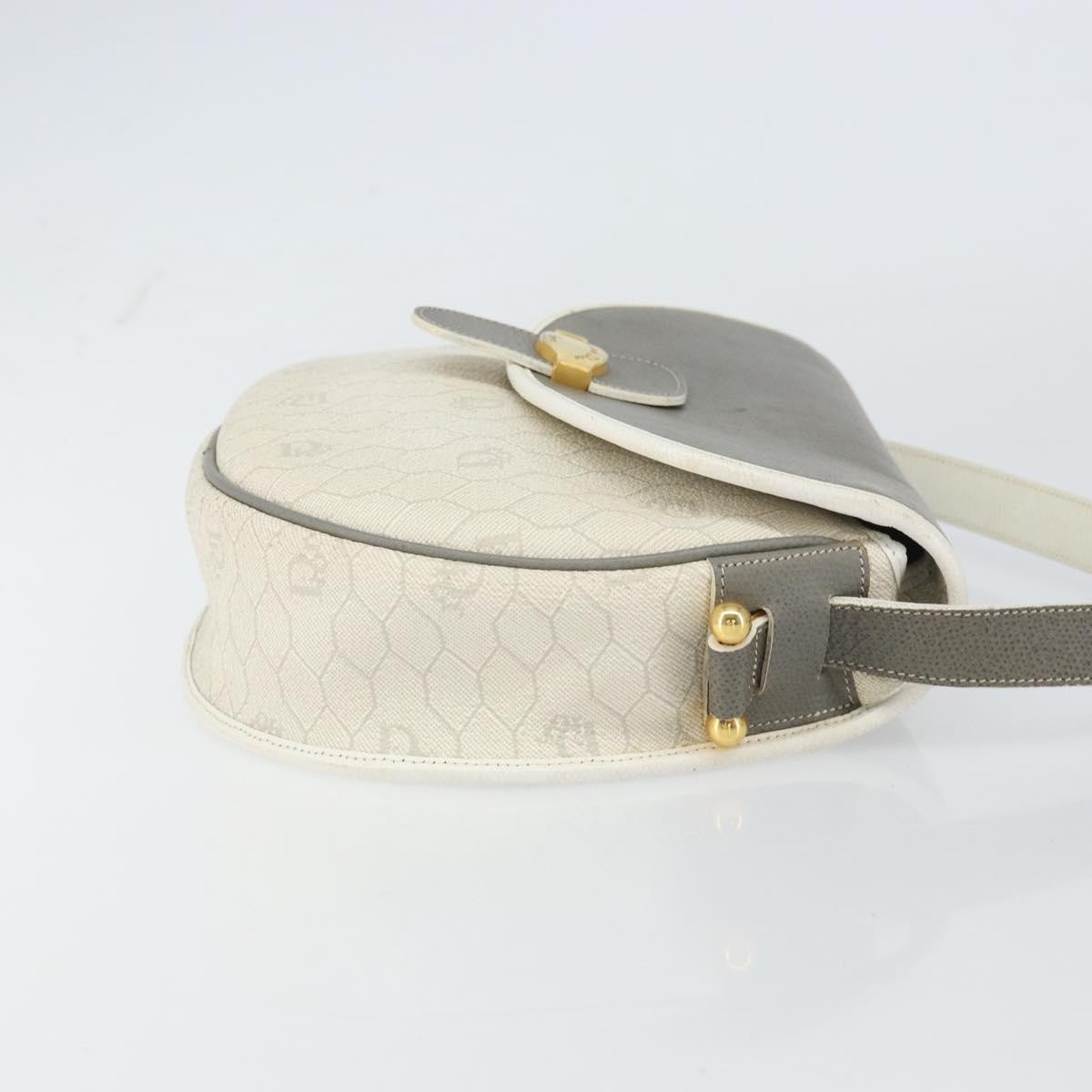 Christian Dior Vintage Honeycomb Flap Crossbody Bag White Canvas Good condition - Inside View